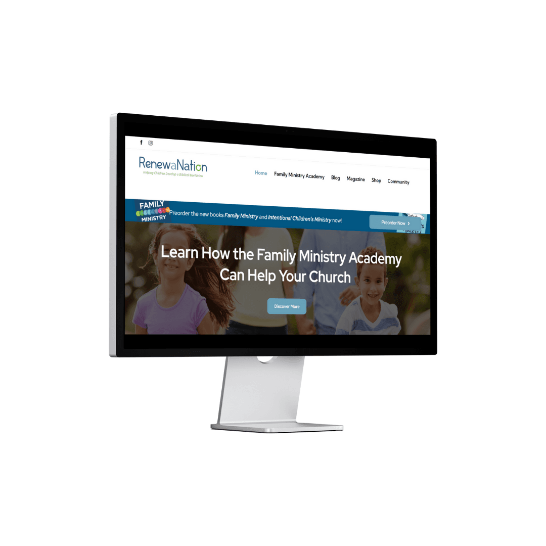 Church & Family Hub website shown on a desktop monitor