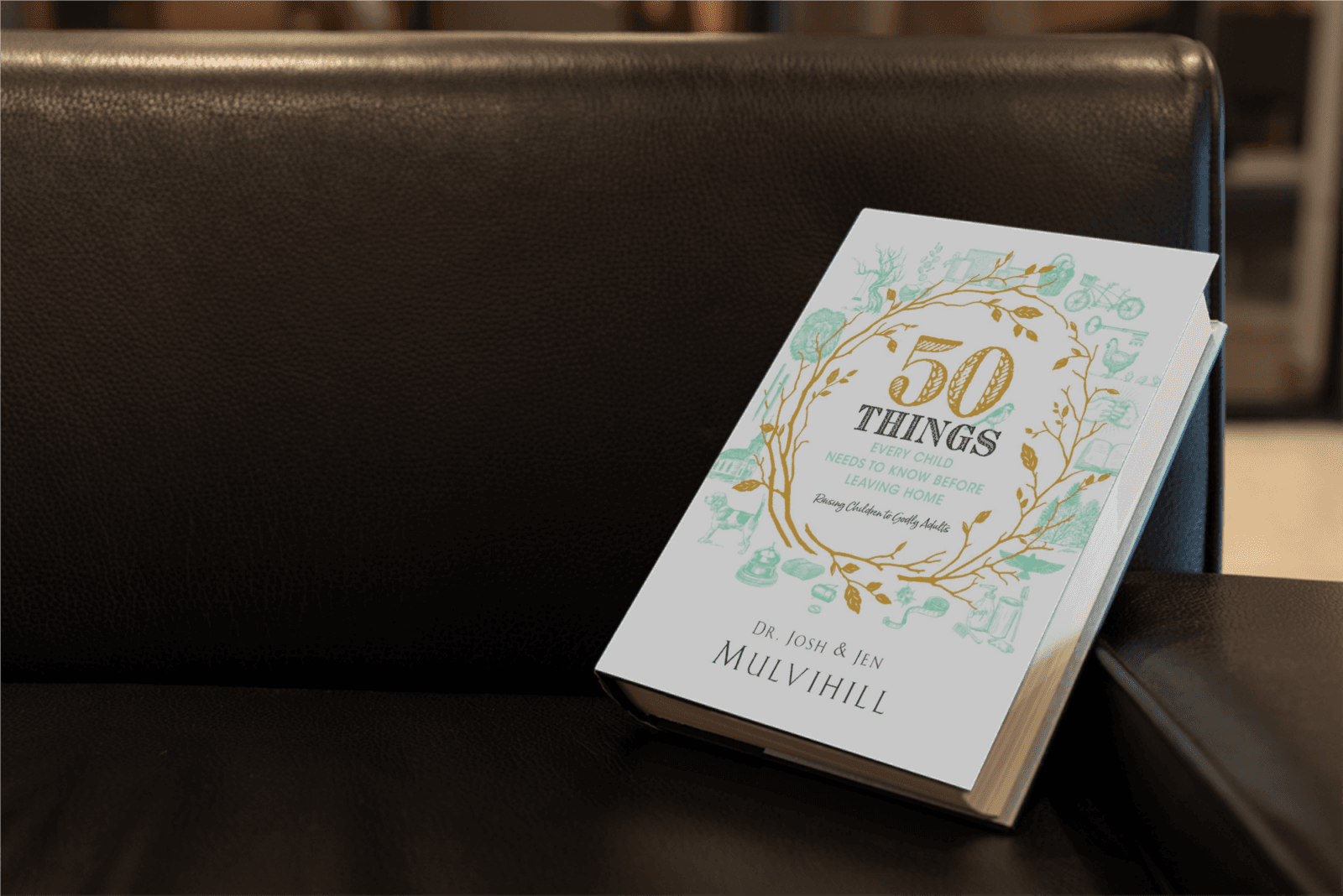 50 Things book lying on a leather chair