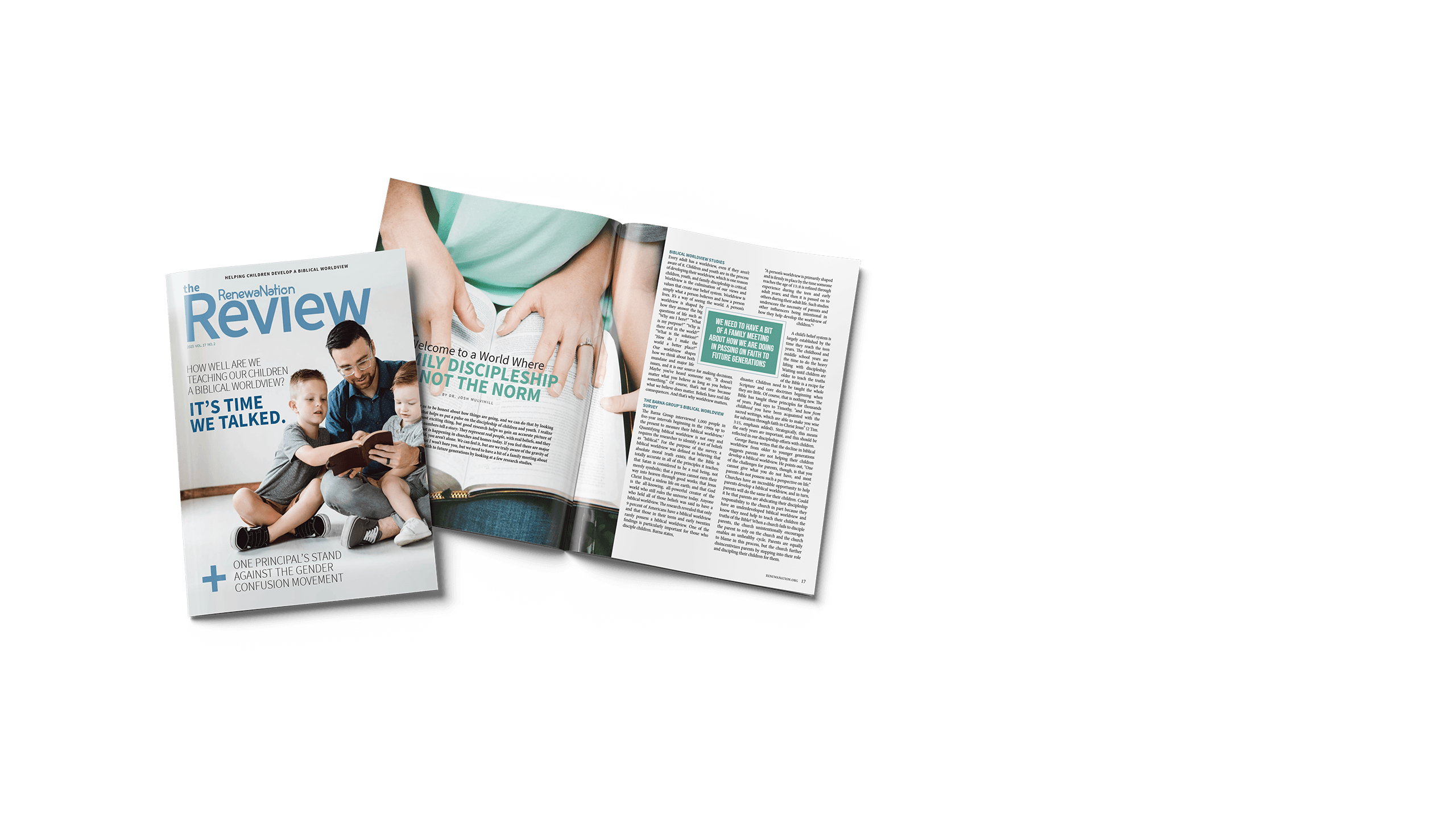 The RenewaNation Review magazine, Fall 2025 issue, open to a feature article