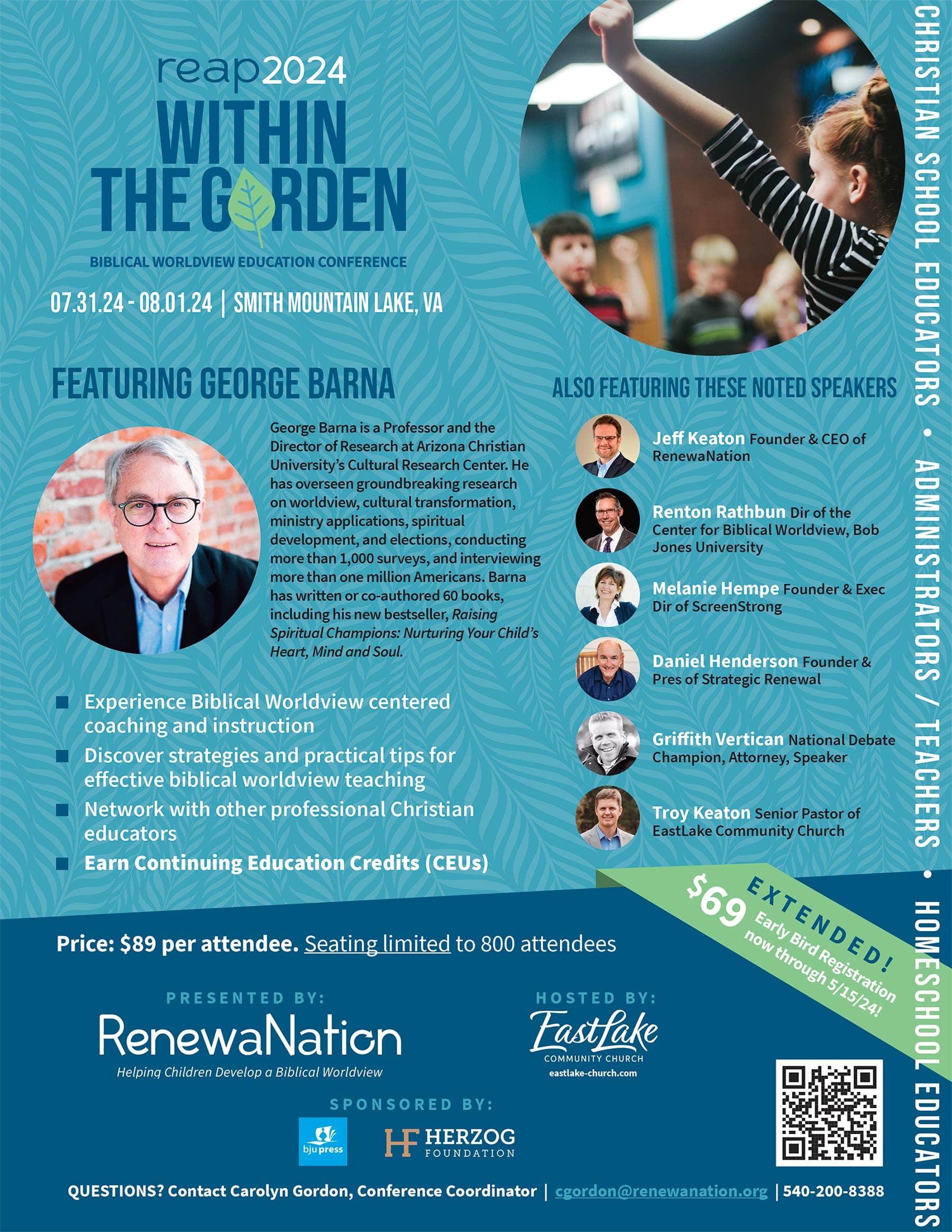 REAP 2024 conference flyer listing dates, speakers, and registration details