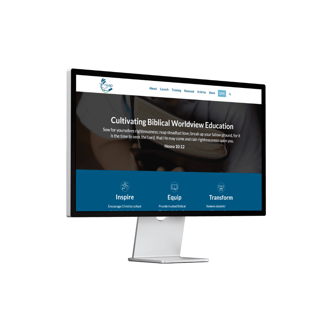 Laptop displaying the Christian Education Hub at reap.renewanation.org